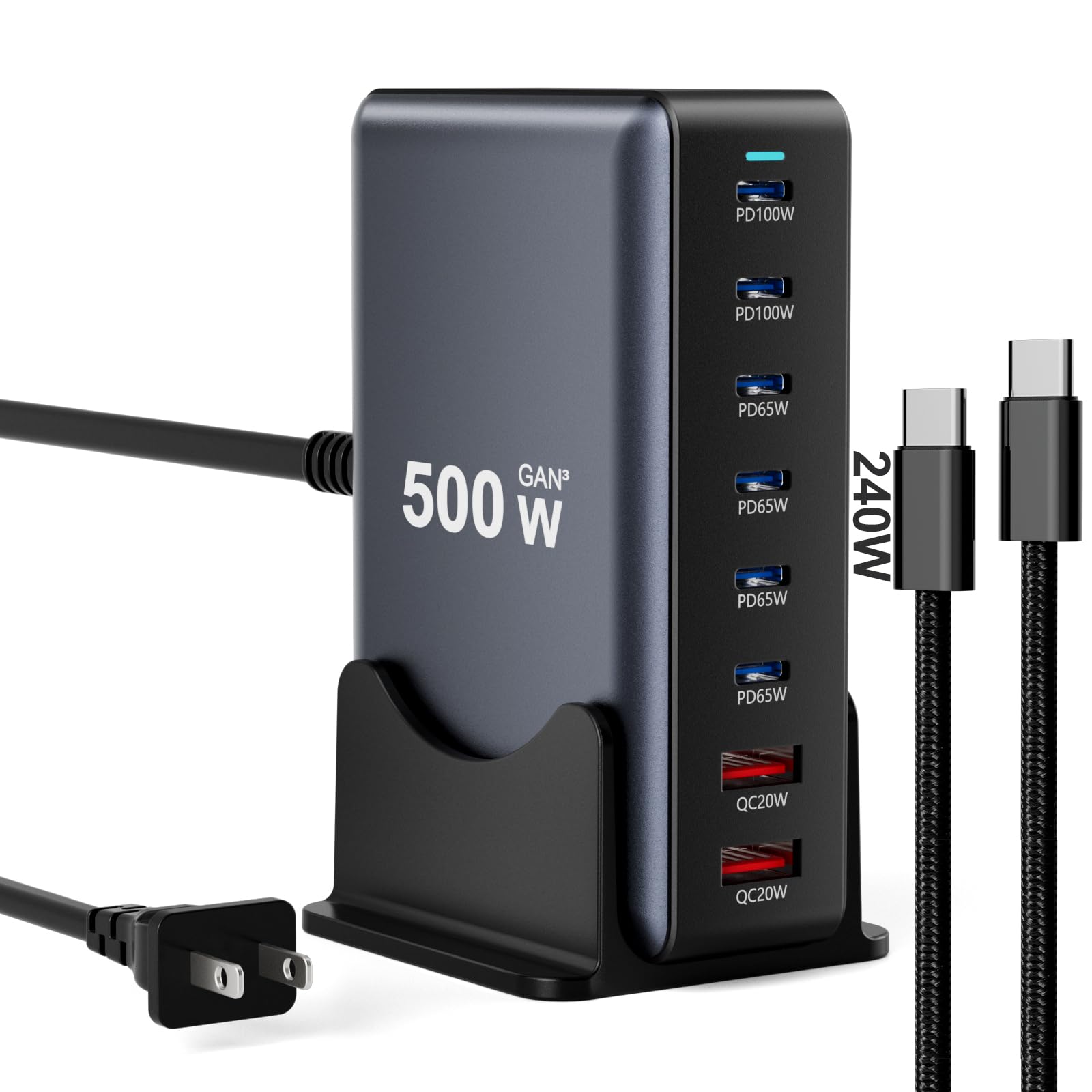 8 Port USB C Fast Charging Station Charger Block