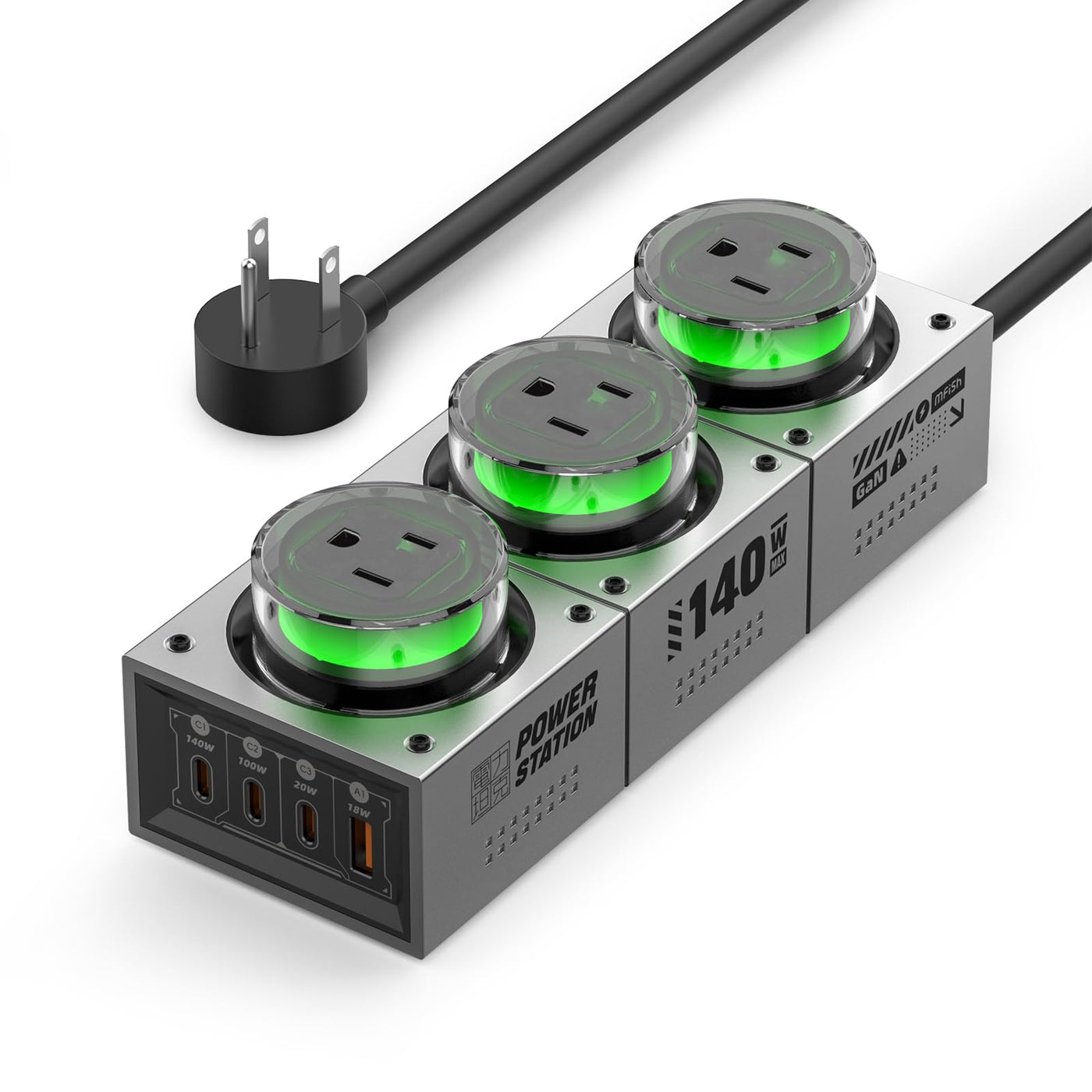 GaN Desktop Power Strip Charging Power Hubs