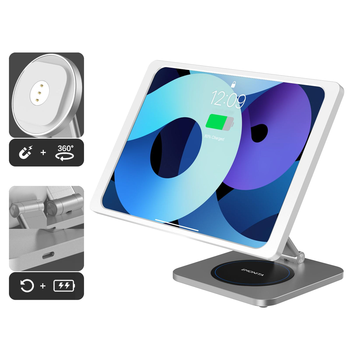 Magnetic Foldable Tablet Stand with Charging Case