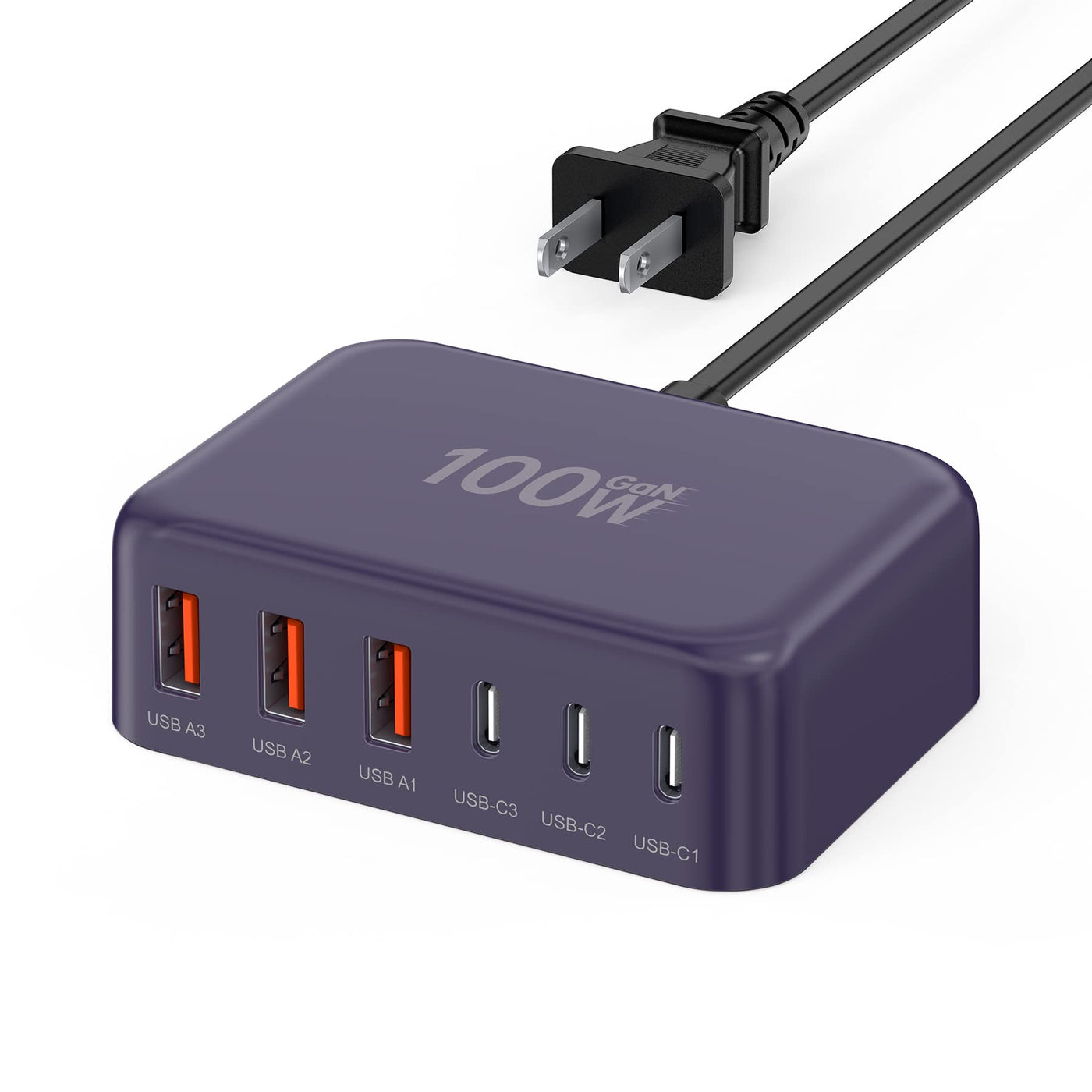 100W GaN 6 Port USB C Fast Charging Station Cube Wall Charger