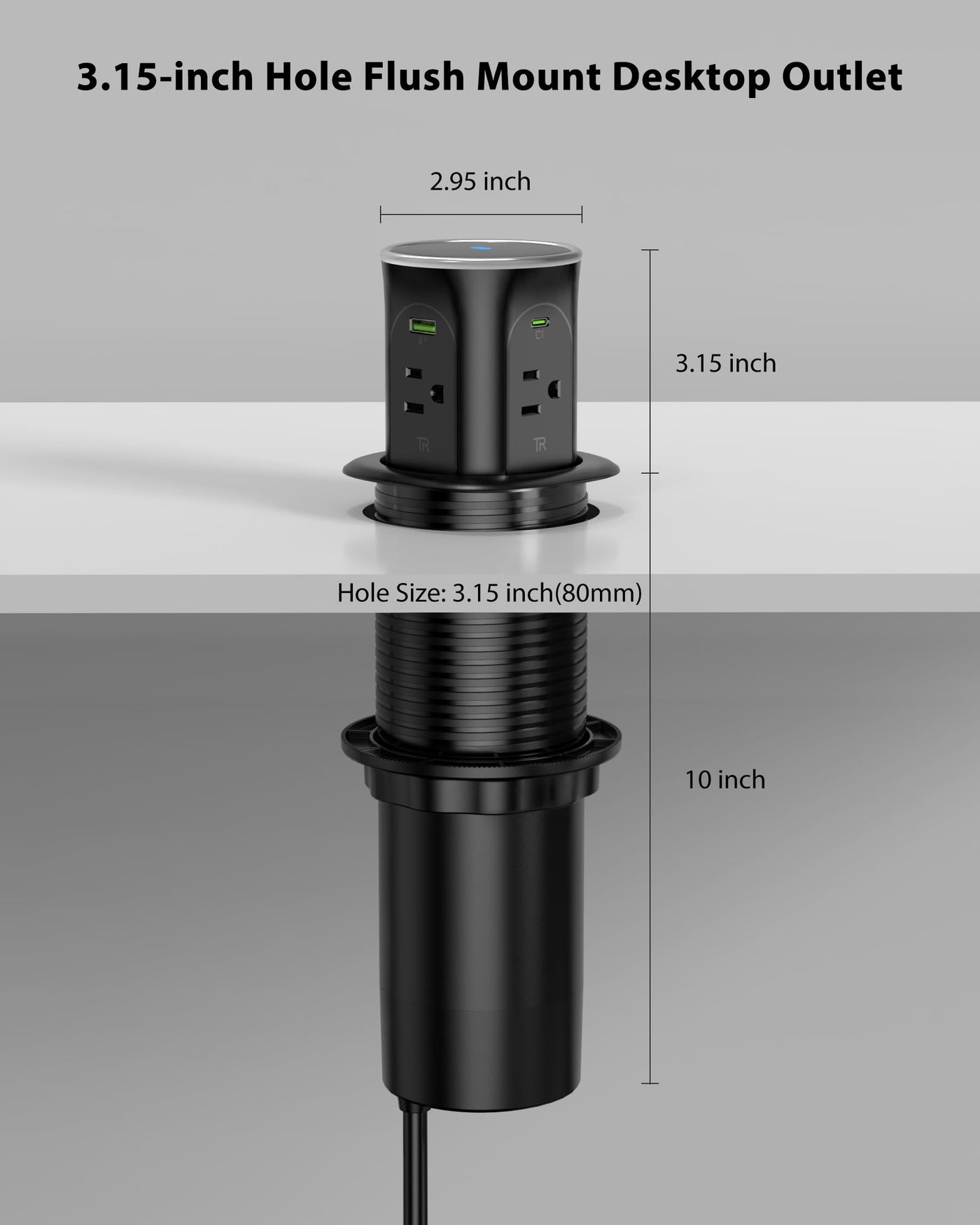 15W Wireless Charging Motorized Pop Up Countertop Receptacle