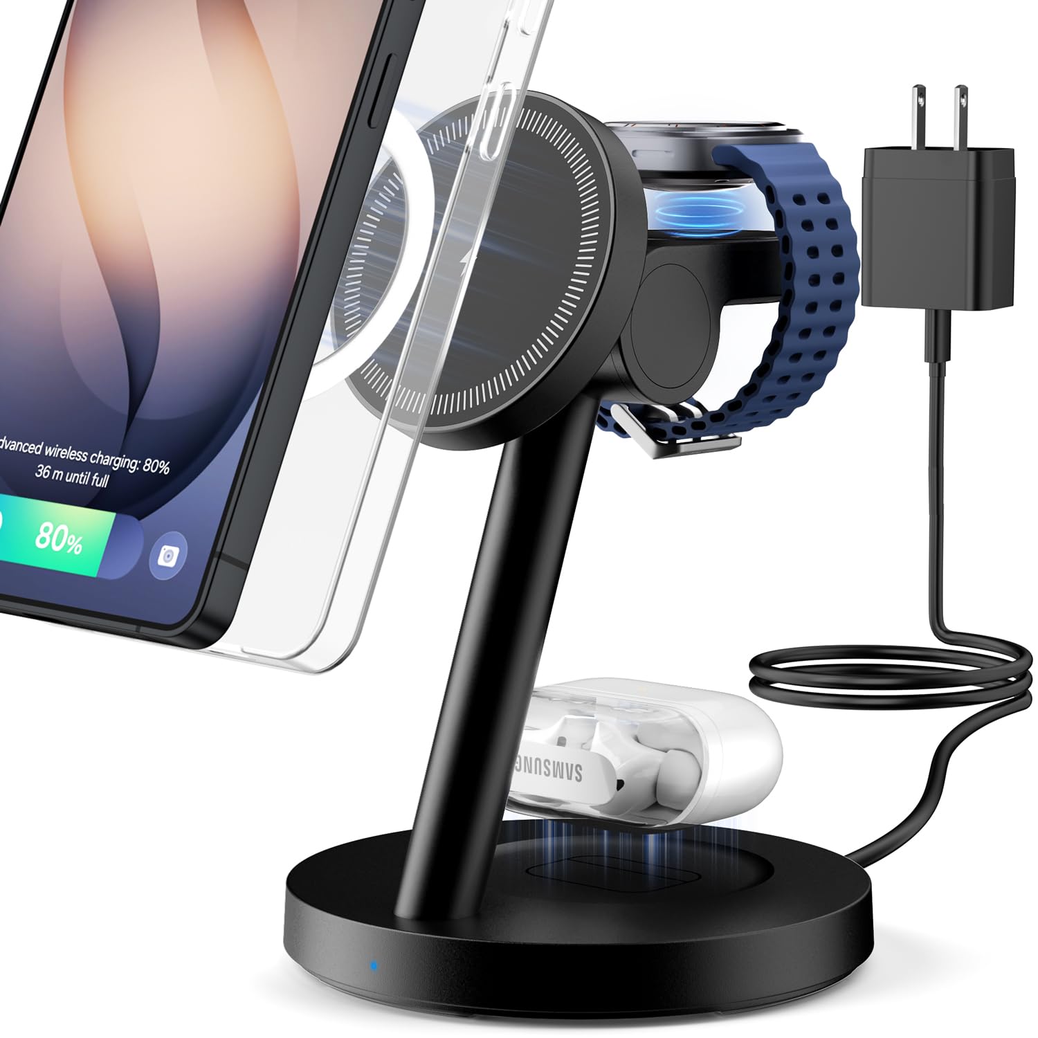 3 in 1 Magnetic Wireless Charging Stand for Phone Watch Earbuds