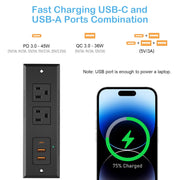 20W USB C Recessed Power Strip Desk Outlet with USB A Flat Plug