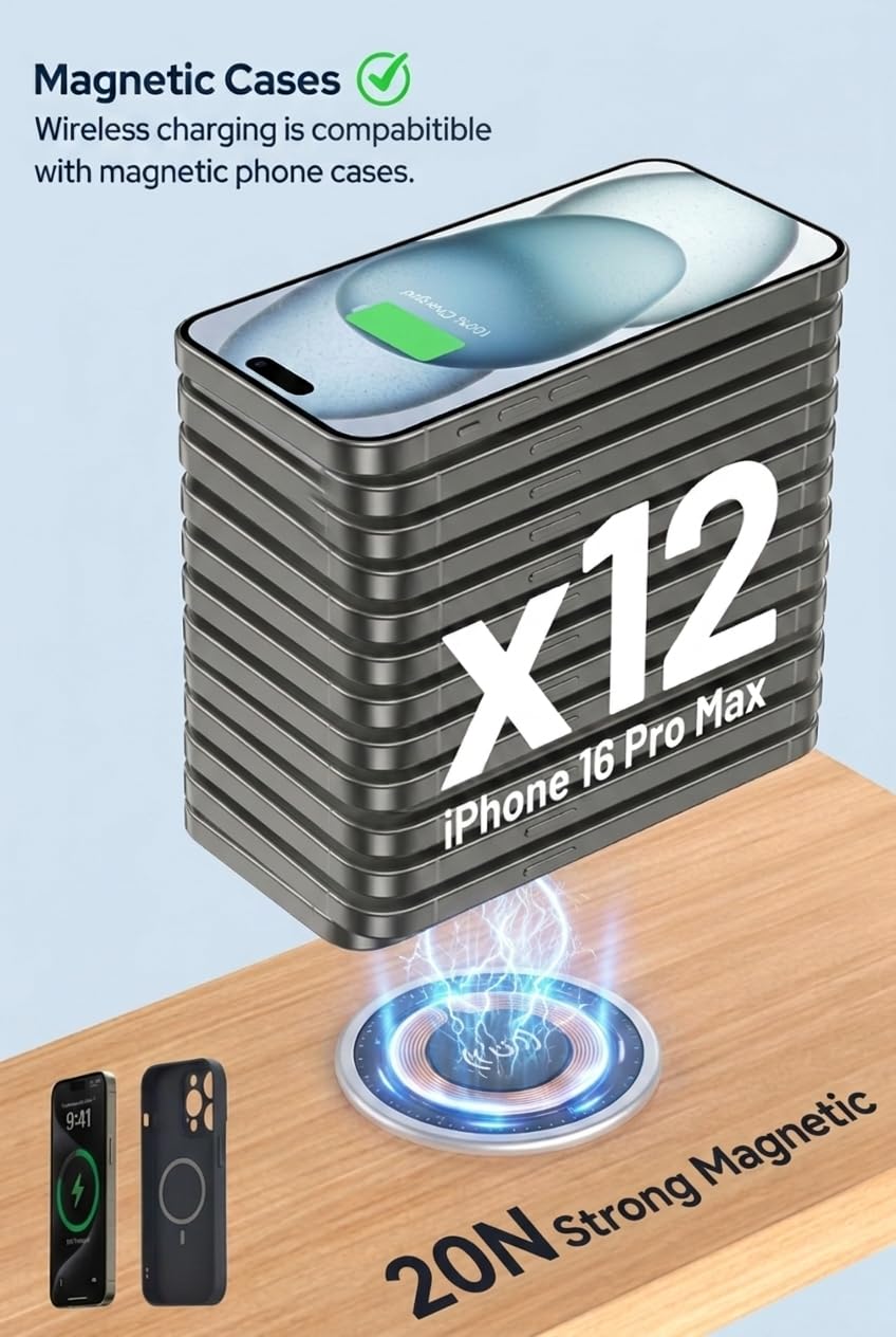 15W Magnetic Wireless Charger Desk Mount Recessed Qi Charging Pad