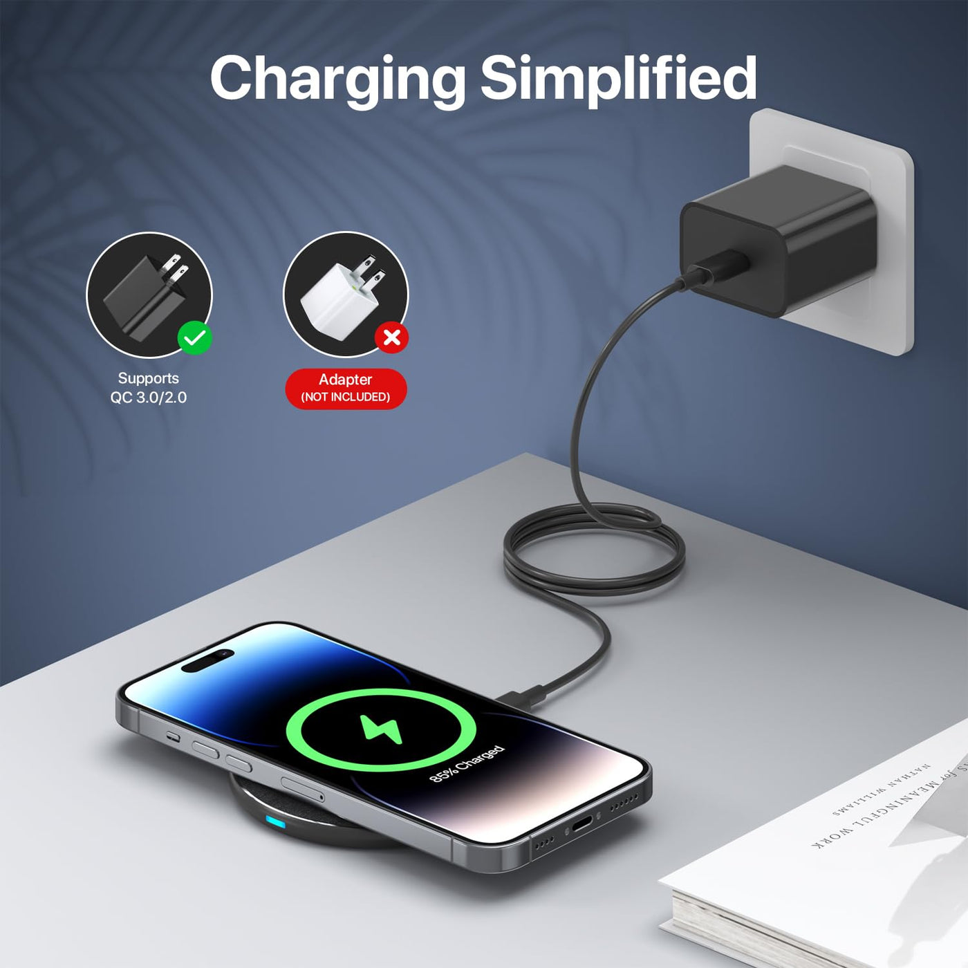 30W Qi Fast Wireless Charging Pad for Phones and Earbuds