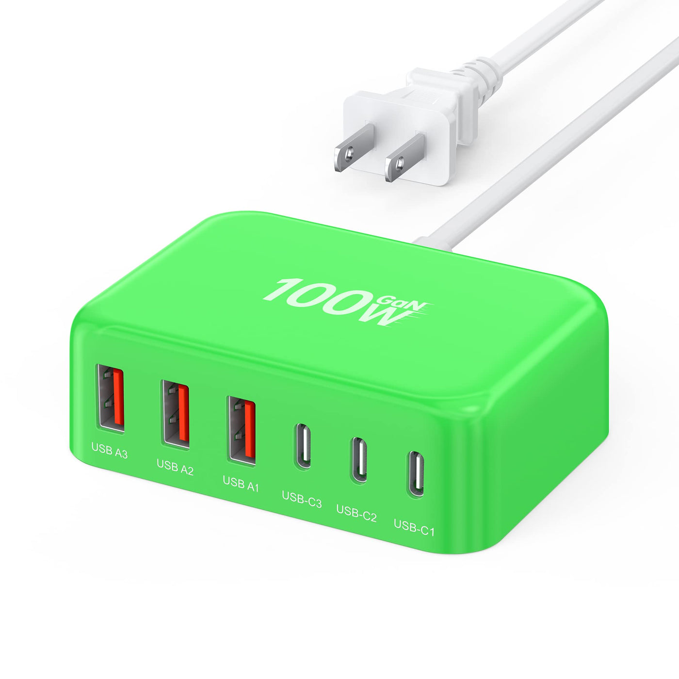 100W GaN 6 Port USB C Fast Charging Station Cube Wall Charger