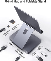 8 in 1 USB C Hub with Foldable Tablet Stand 4K HDMI USB A Ports