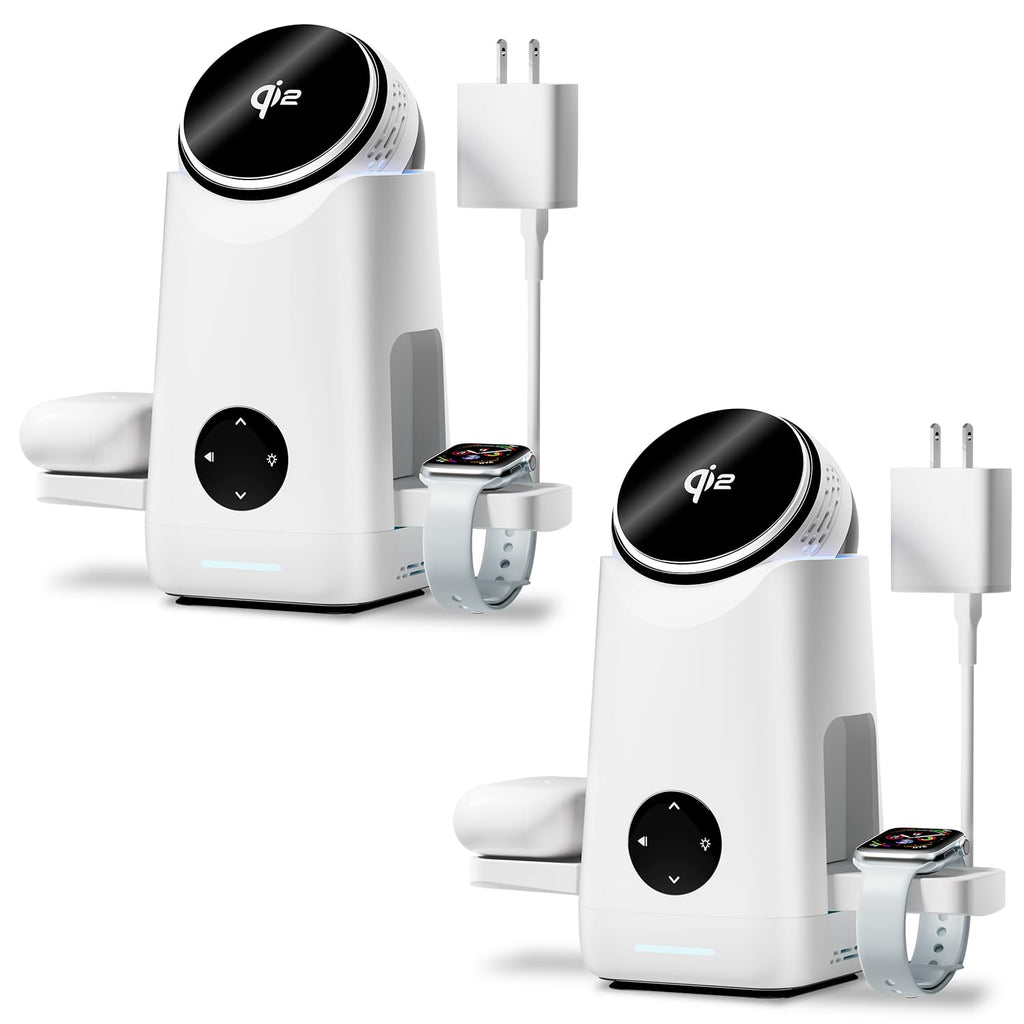 3 in 1 Qi2 Rotating Magnetic Wireless Charging Stand for Phone Watch Earbuds