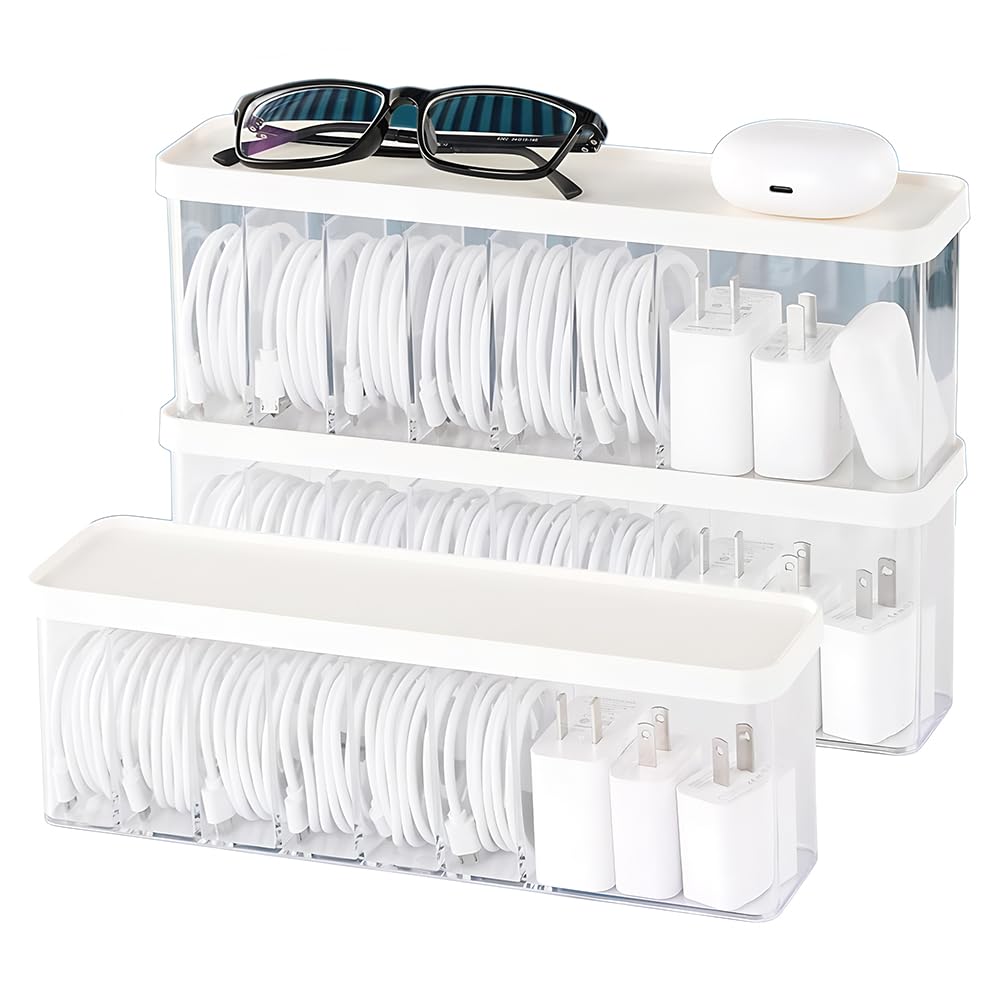 Charger Cable Cord Storage Organizer Box with Lid