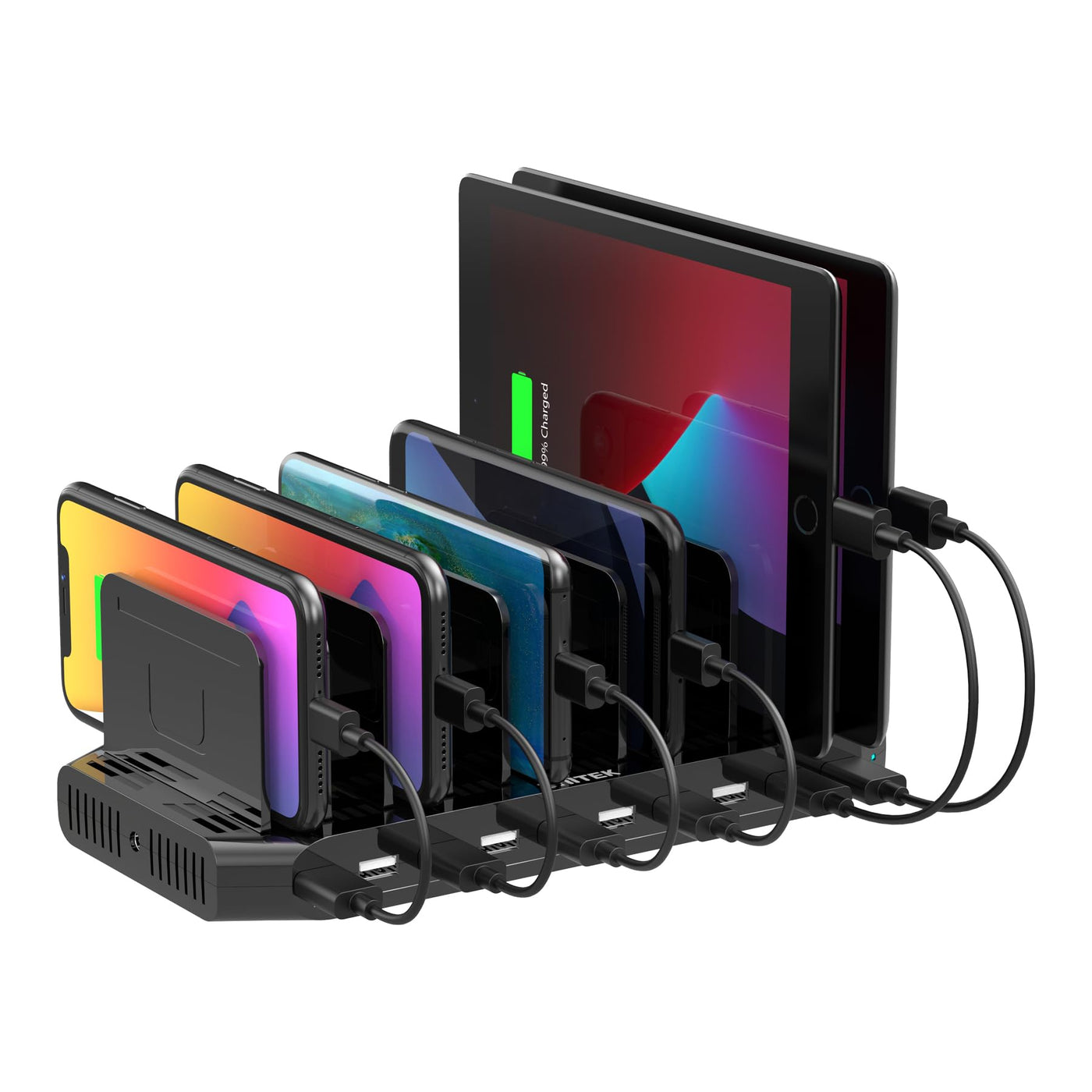 USB Charging Dock Station Organizer with Adjustable Dividers
