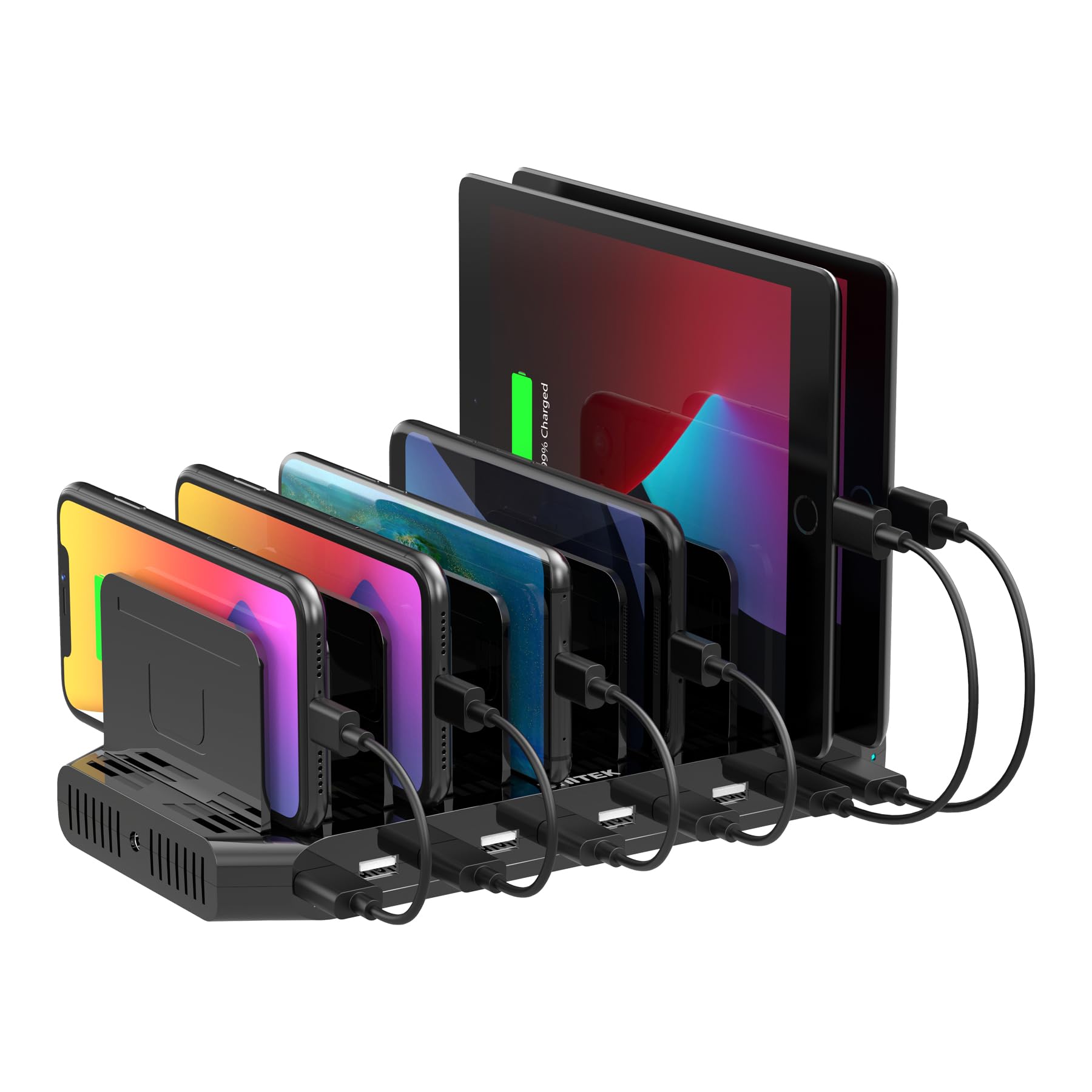 USB Charging Dock Station Organizer with Adjustable Dividers