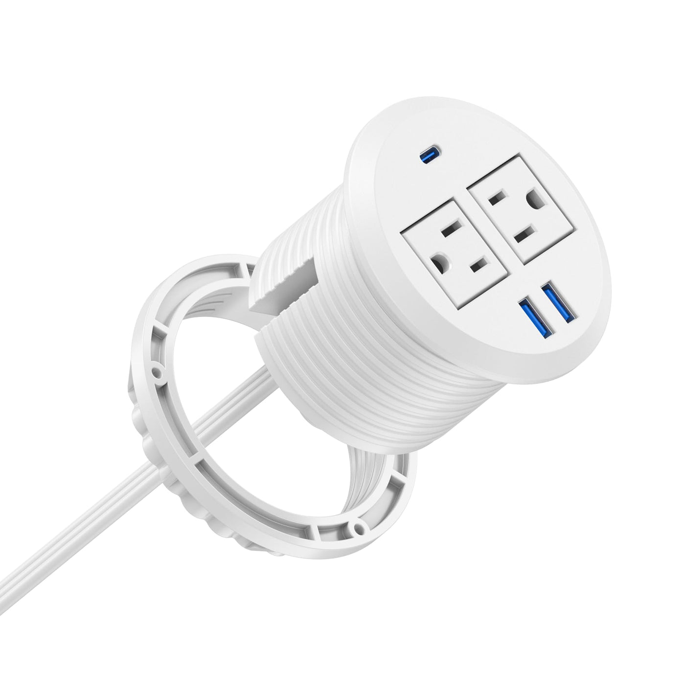 3 Inch Flush Mount Desktop Power Grommet USB C 2 AC Outlets