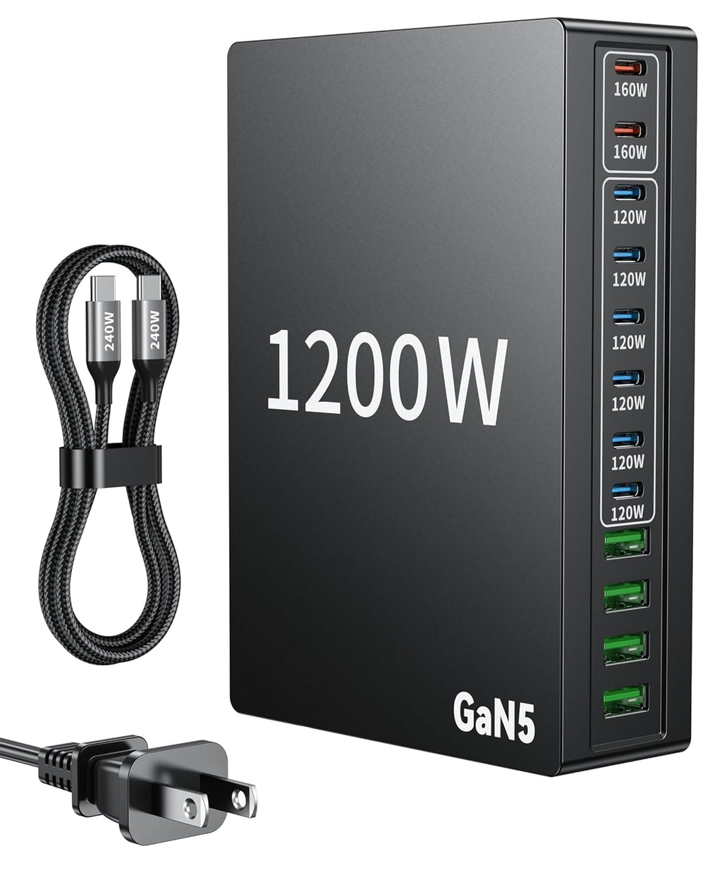 1200W USB C 12 Port Fast Charging Station PD 140W Laptop Charger