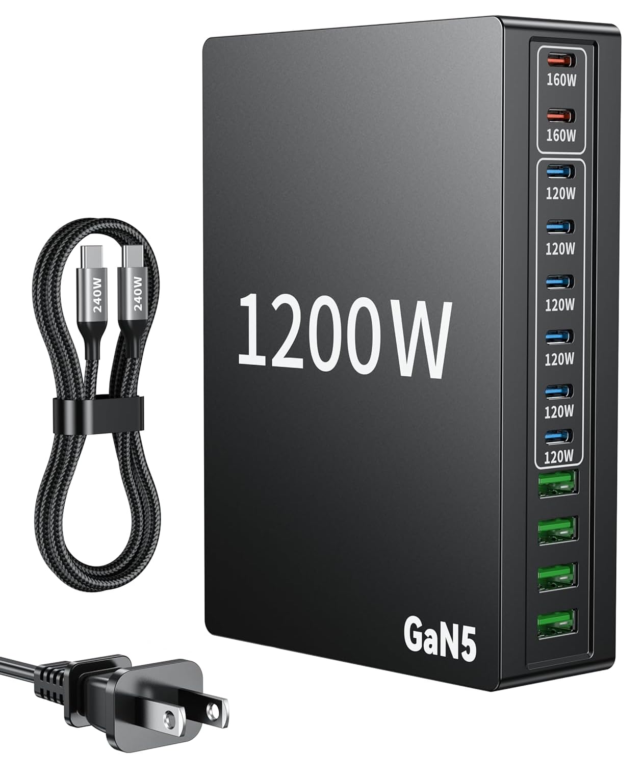 1200W USB C 12 Port Fast Charging Station PD 140W Laptop Charger