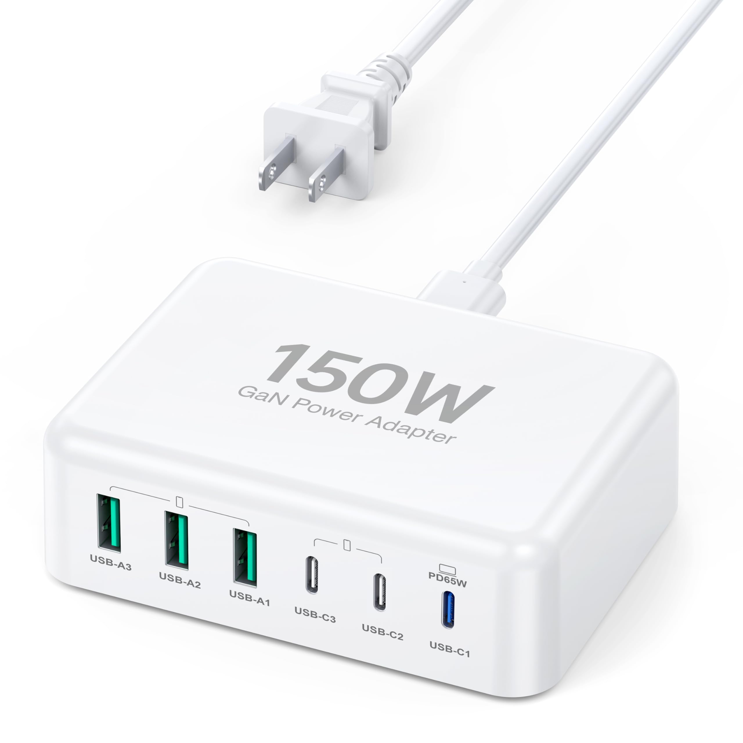 100W GaN 6 Port USB C Fast Charging Station Cube Wall Charger
