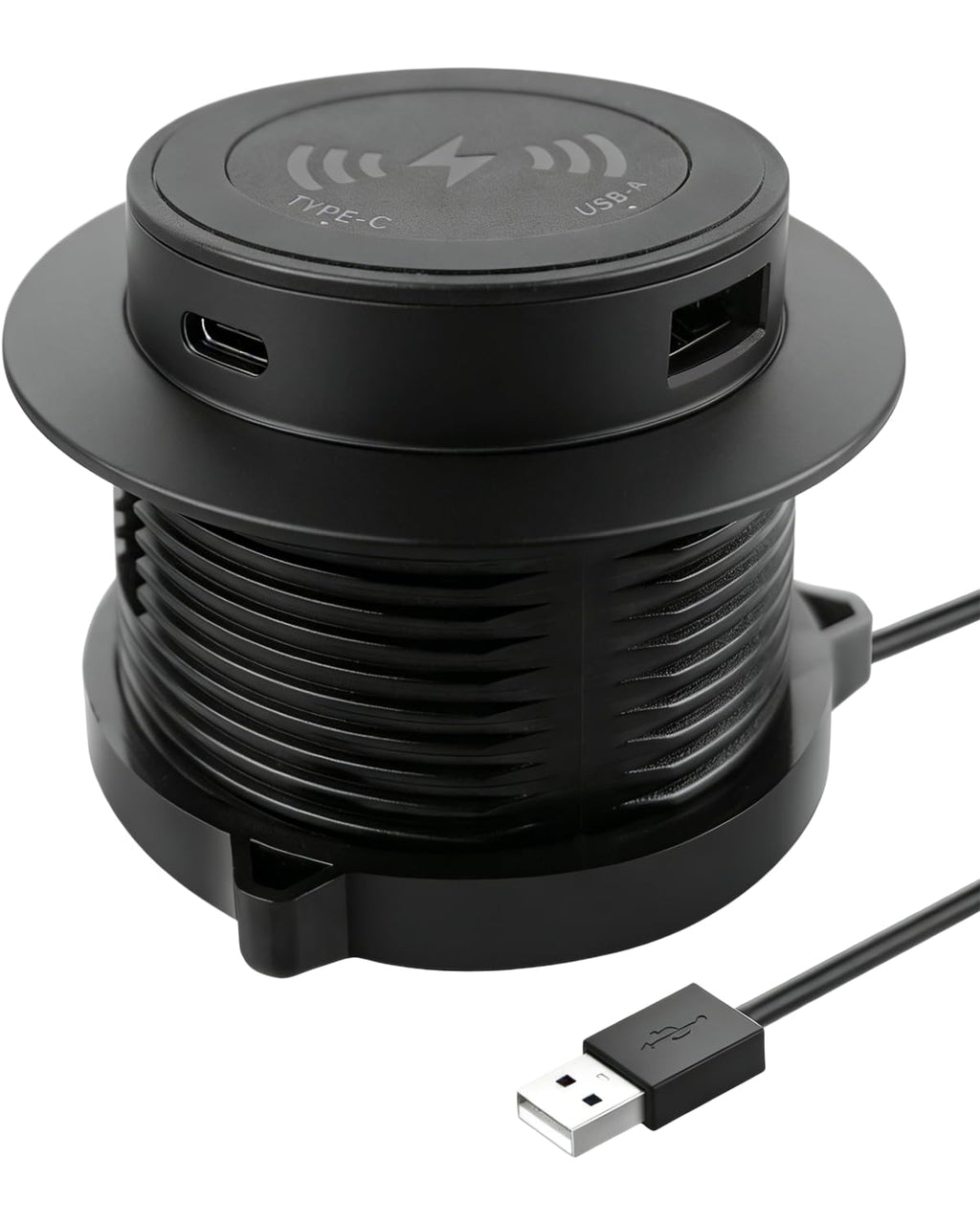 15W Pop Up Retractable Desktop Wireless Charger USB A USB C Ports