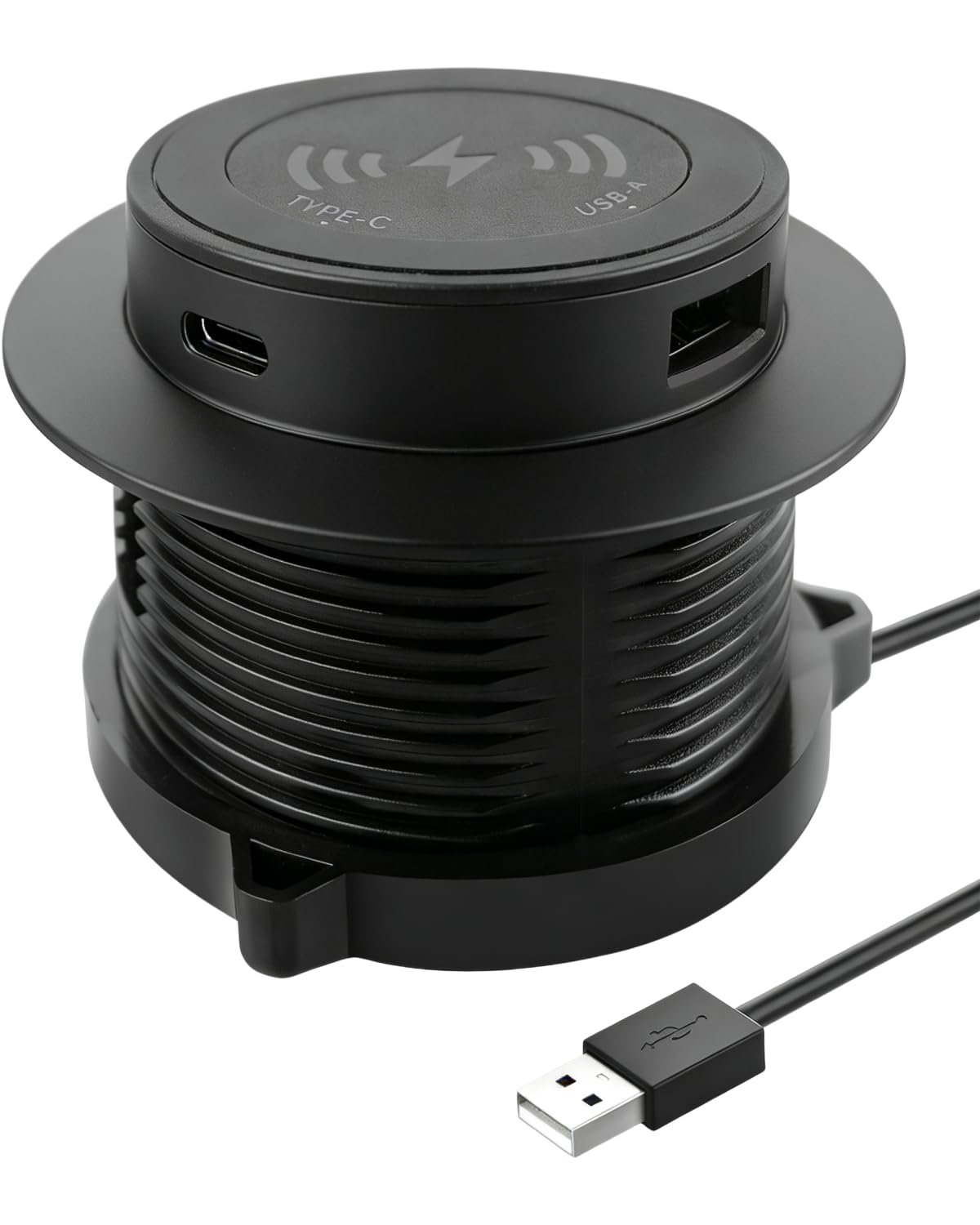 15W Pop Up Retractable Desktop Wireless Charger USB A USB C Ports