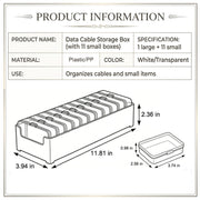 2 Pack Cable Organizer Box with 22 Mini Clear Cord Storage Cases