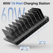 USB Charging Dock Station Organizer with Adjustable Dividers