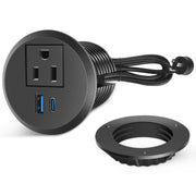 Recessed Desk Power Grommet with 1 AC Outlet and 2 USB Ports