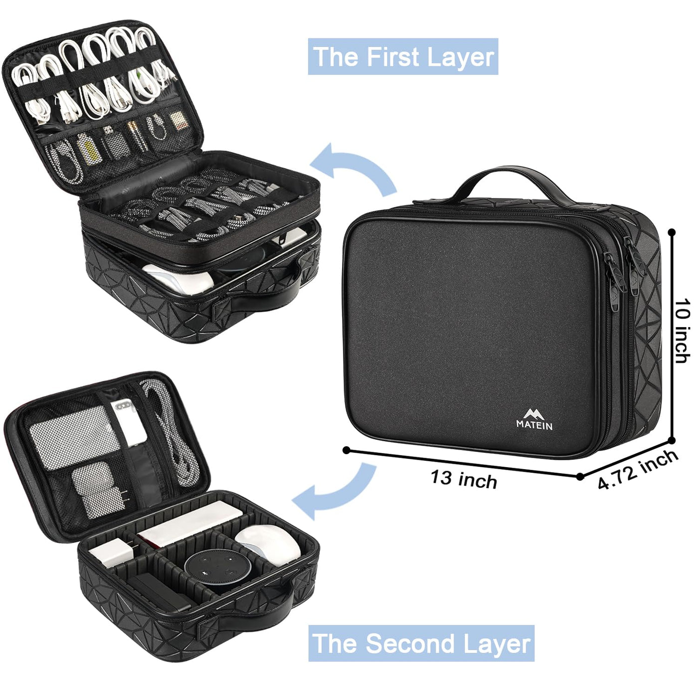 Waterproof Travel Electronic Organizer Bag with Adjustable Divider