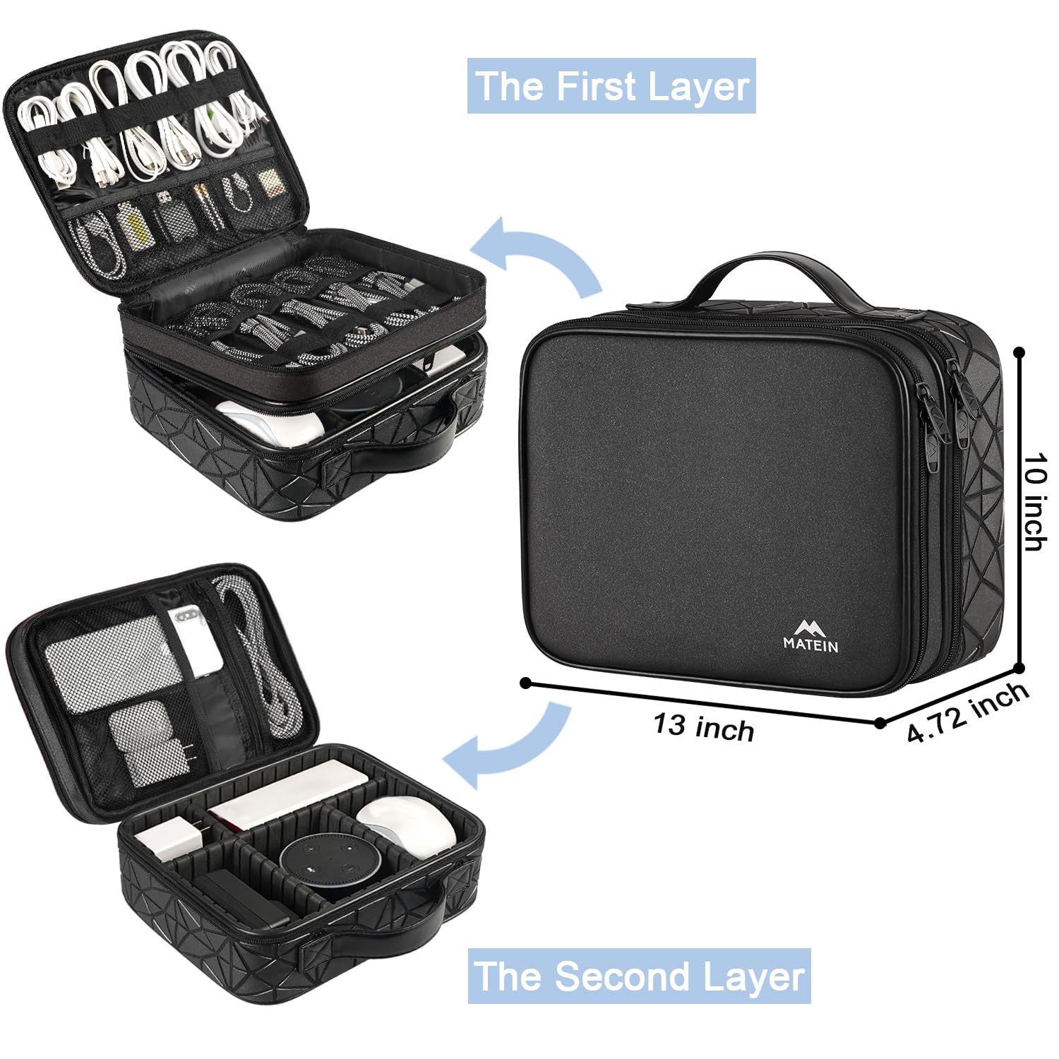 Waterproof Travel Electronic Organizer Bag with Adjustable Divider