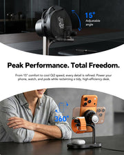 Qi2 25W 3 in 1 Magnetic Wireless Charging Station with Active Cooling