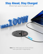 Desktop Power Grommet with 100W PD USB C Fast Charging