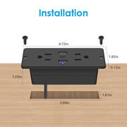 5 in 1 Recessed Power Strip 20W USB C Furniture Outlet Flat Plug