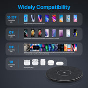 30W Qi Fast Wireless Charging Pad for Phones and Earbuds