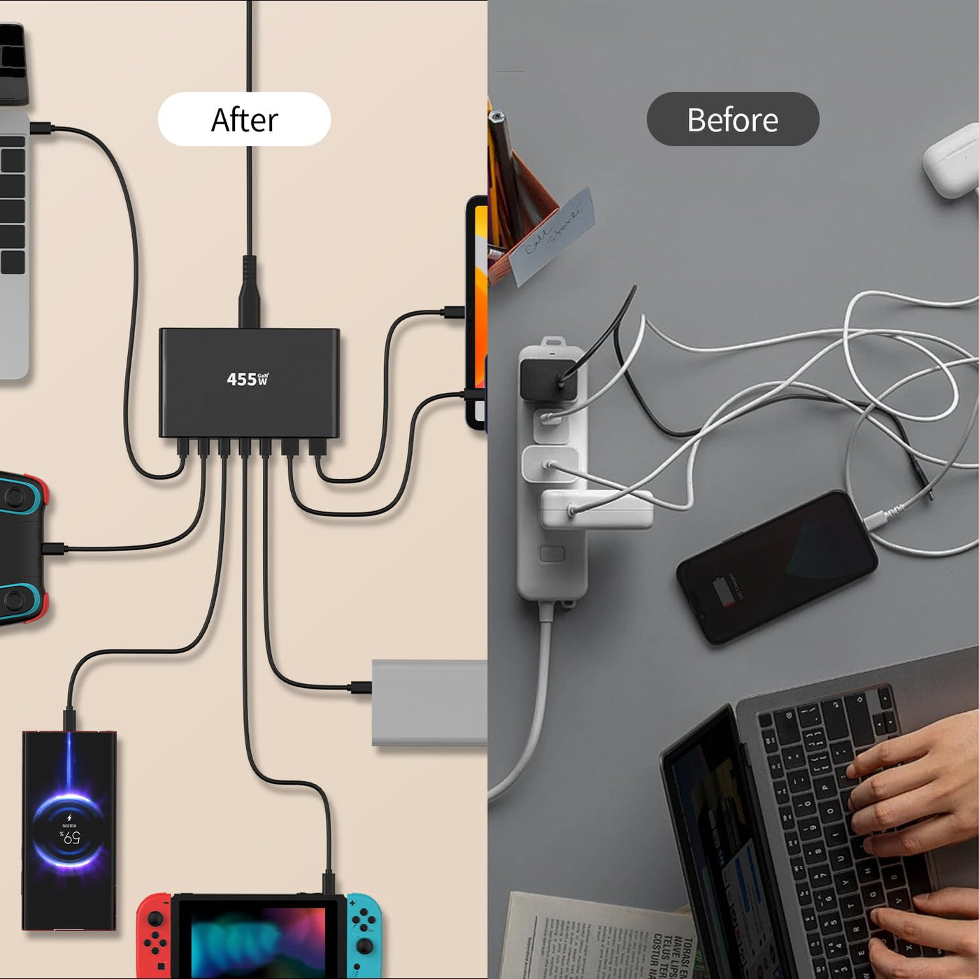 GaN Desktop Charging Station Charging Power Hubs