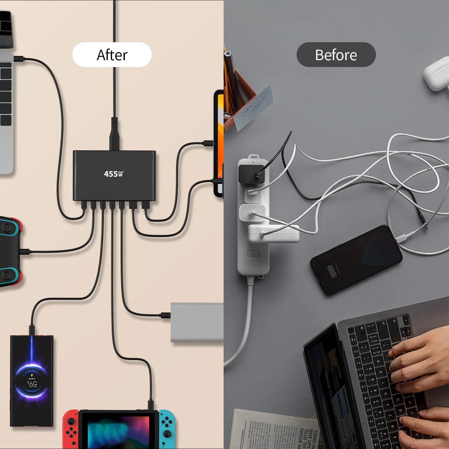 GaN Desktop Charging Station Charging Power Hubs