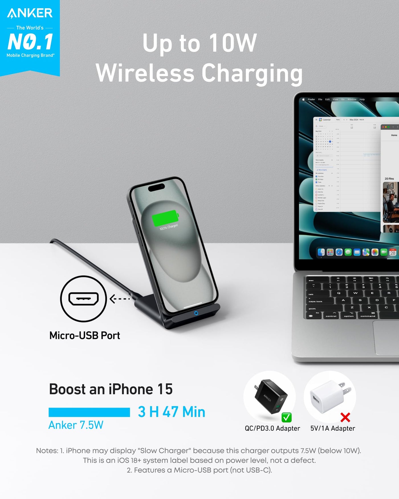 10W Qi Wireless Charging Stand