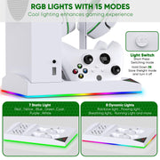 RGB Cooling Fan Stand Dual Controller Charging Station Rechargeable Battery