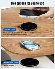 Invisible Under Desk Wireless Charging Pad 0 to 30mm Dual Use