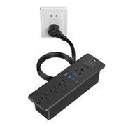 65W USB C Recessed Power Strip Desktop 4 AC Outlet PD GaN Charger
