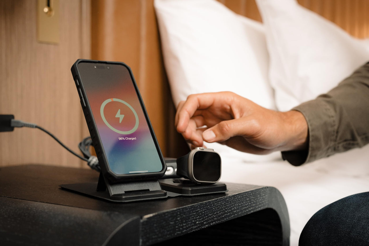 3 in 1 15W Foldable Travel Wireless Charging Station USB C PD Adapter