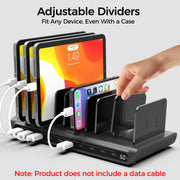USB Charging Dock Station Organizer with Adjustable Dividers