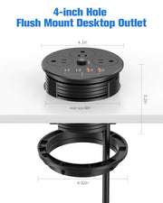 Desktop Power Grommet with 100W PD USB C Fast Charging