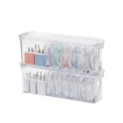 2 Pack Clear Cord Organizer Box for Desk Drawer Cable Storage Container