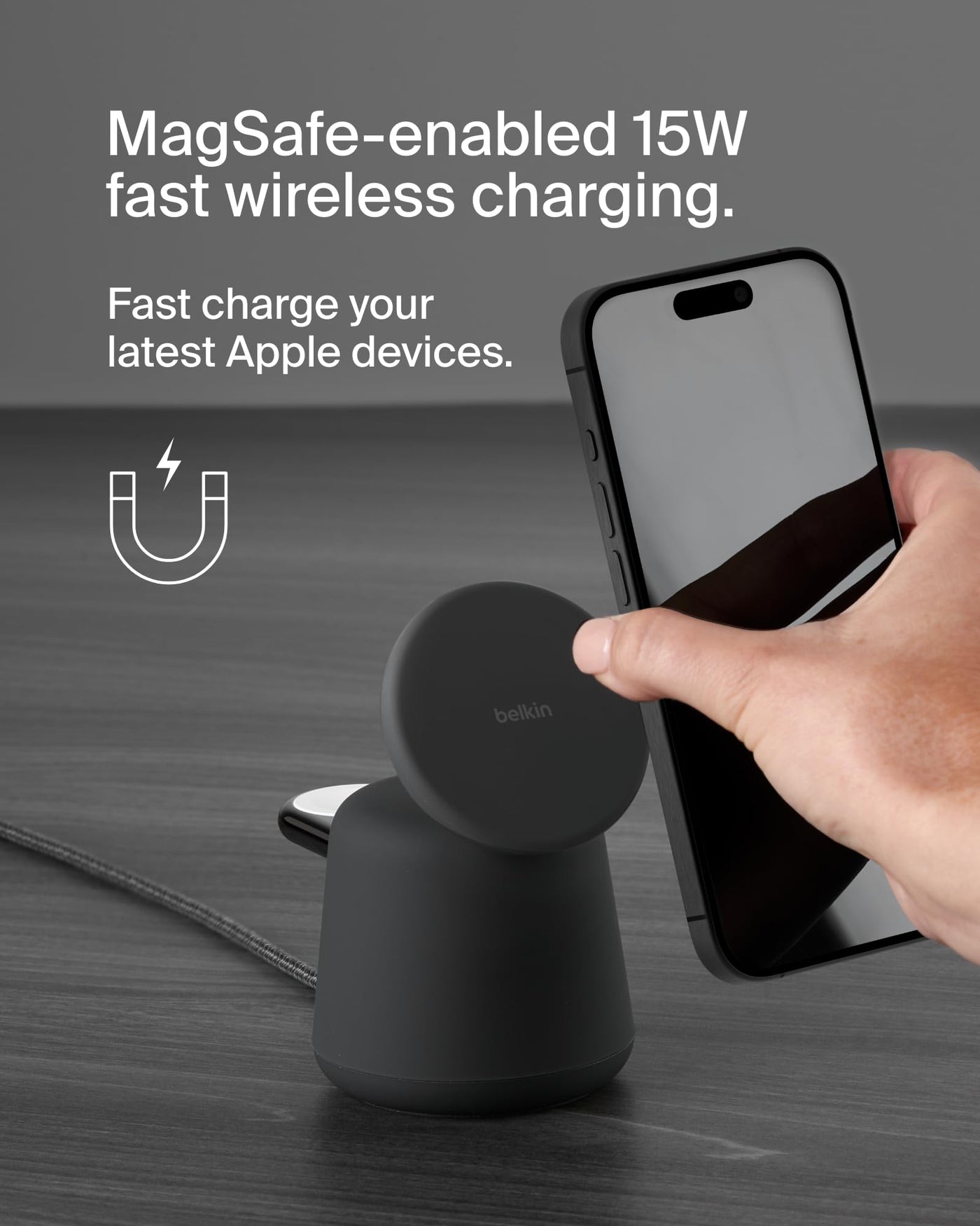 15W 2 in 1 Magnetic Wireless Charging Dock for Phone and Earbuds