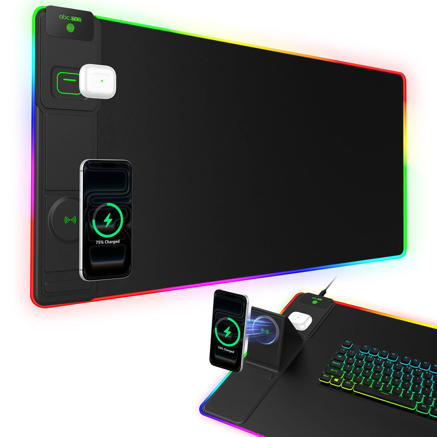 15W Fast Wireless Charging Mouse Pad Large Gaming Desk Mat