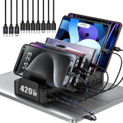 320W 10 Port USB C Fast Charging Station Organizer Dock