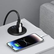 3 Inch Flush Mount Desktop Power Grommet USB C 2 AC Outlets