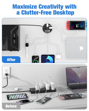 Desktop Power Grommet with 100W PD USB C Fast Charging