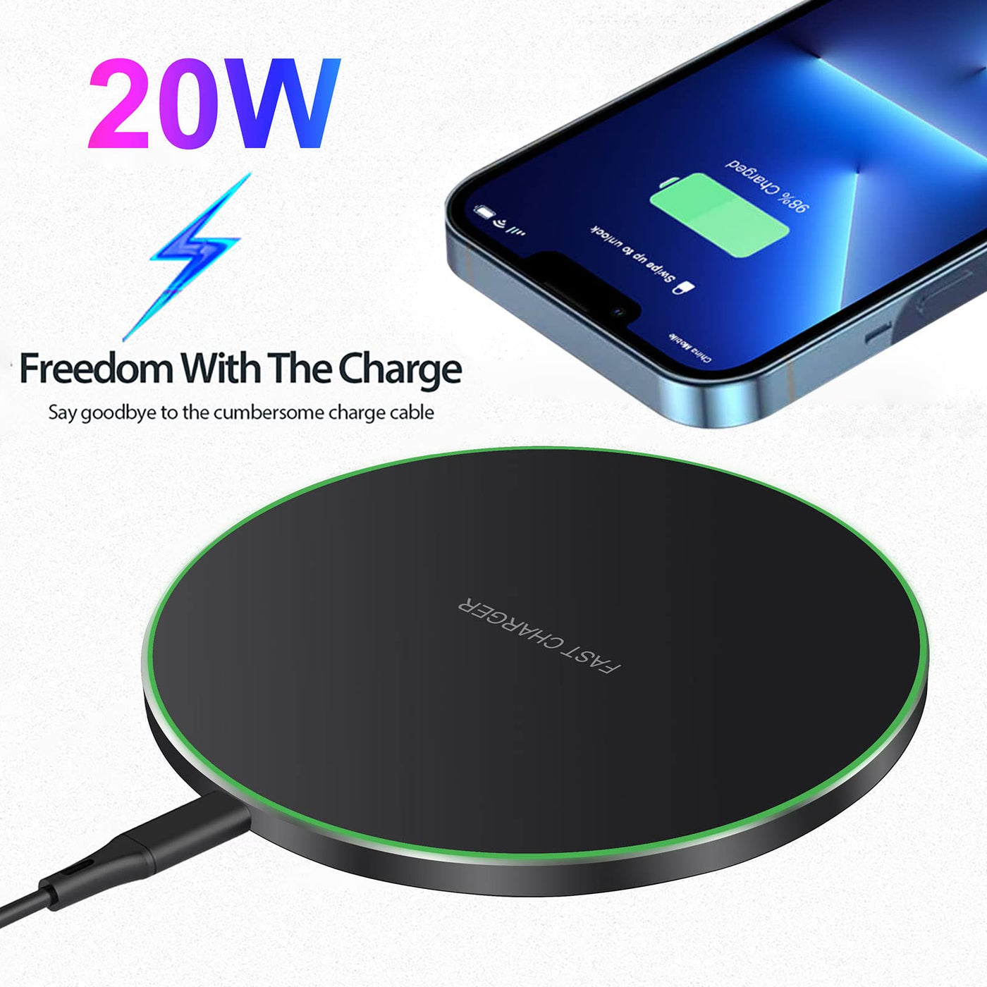 20W Qi Fast Wireless Charging Pad for Phones and Earbuds