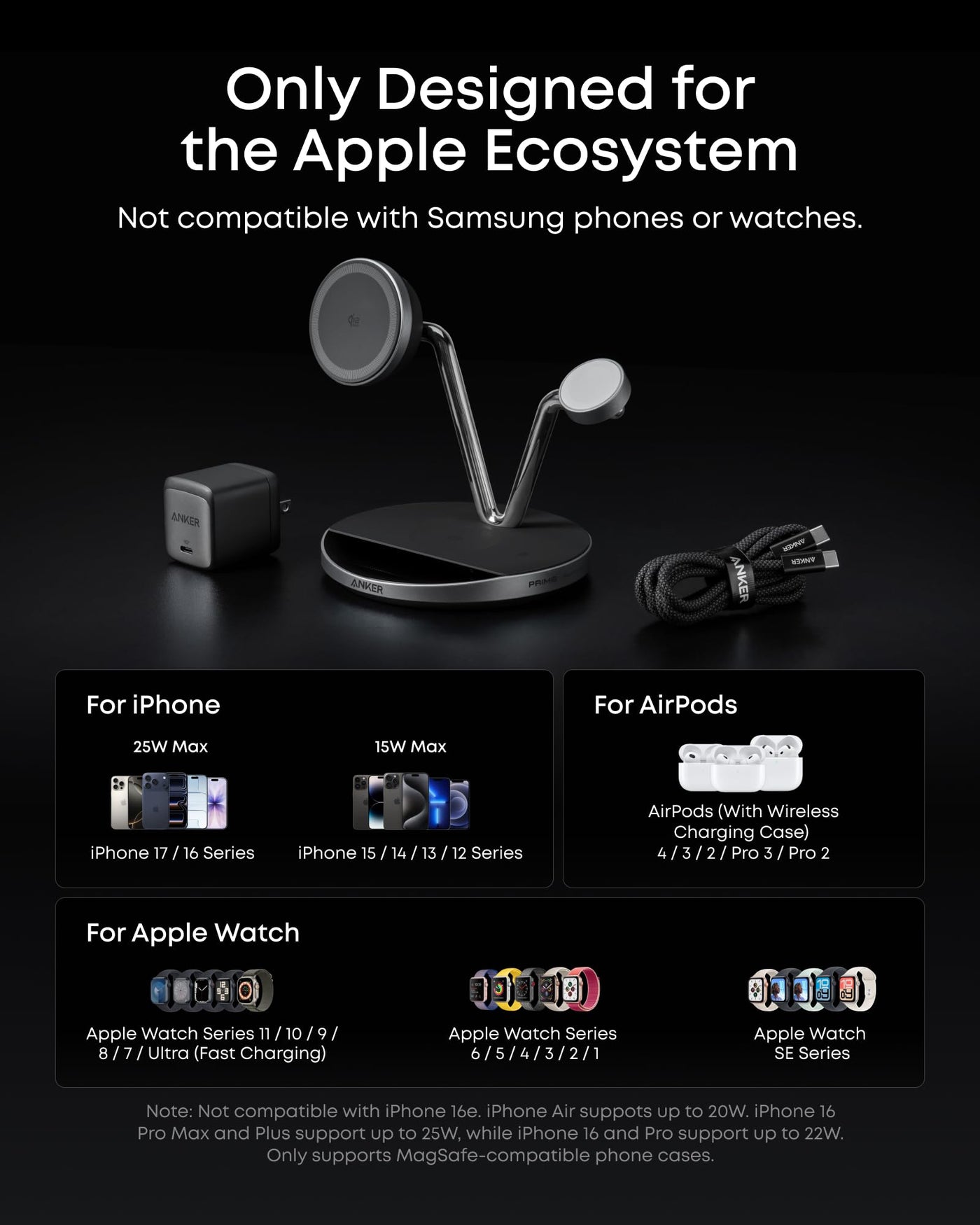3 in 1 Qi2 25W Wireless Charging Dock with Smart Display Cooling