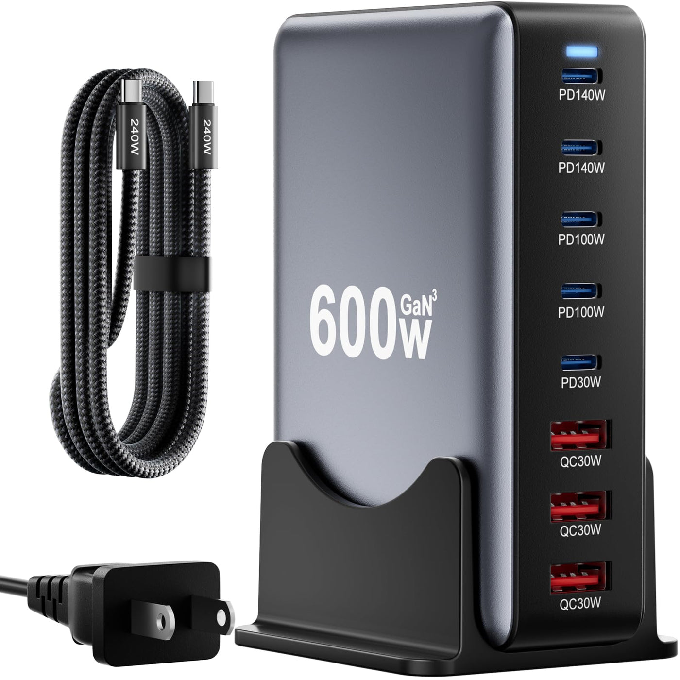 8 Port USB C Fast Charging Station Charger Block