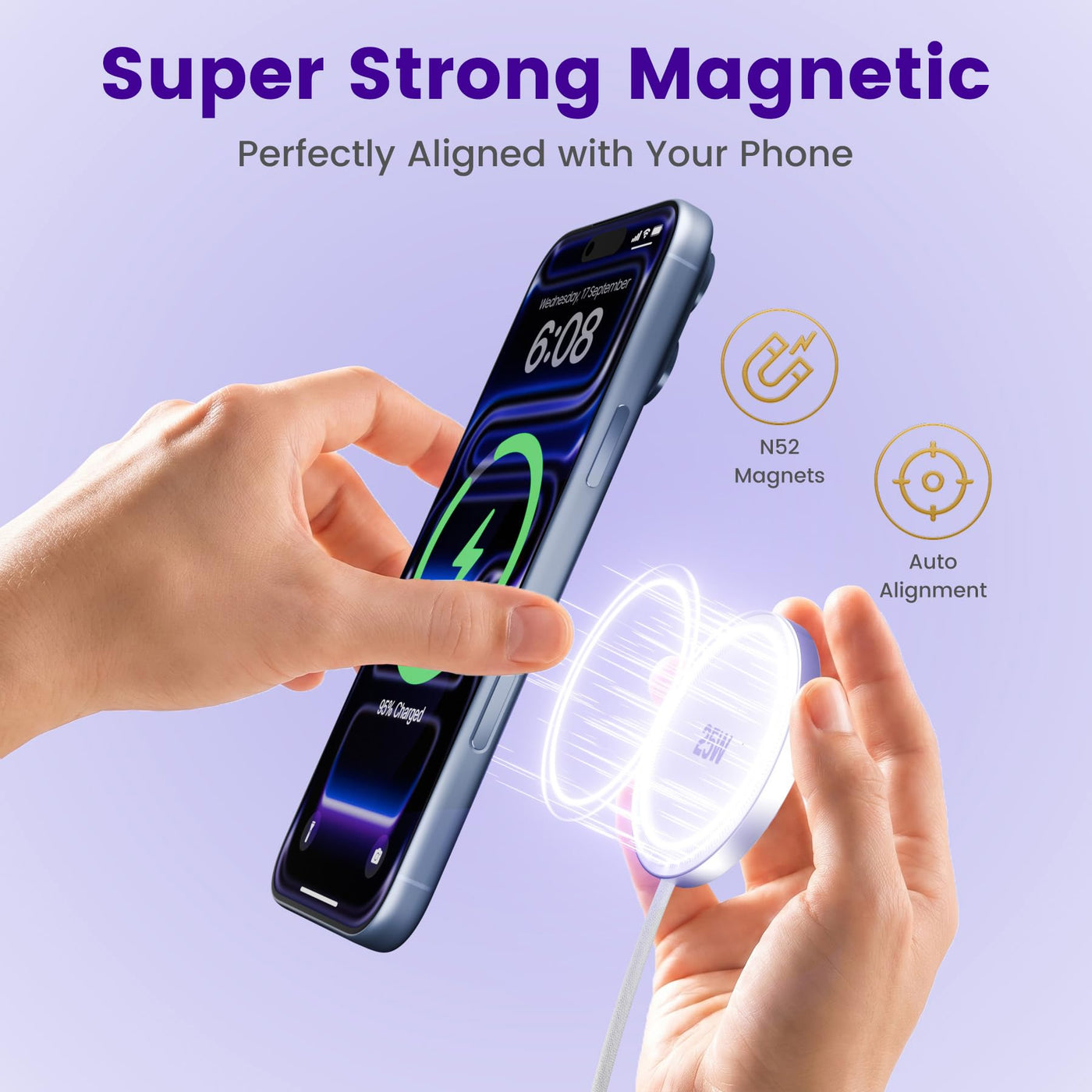 25W Magnetic Wireless Charging Pad Slim Portable Fast Charger