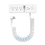 65W Recessed Power Strip with Retractable Spring Cord